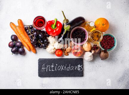 Antioxidantien in Produkte. Sauber, Essen Stockfoto