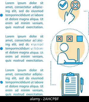 Emotionen steuern Artikel Seite vektor Vorlage. Tests, Wahl, Lebenslauf, die Arbeit suchen, Fehler zu machen, fühlen. Broschüre Design Element mit Linea Stock Vektor