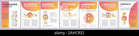 Sprache lernen Broschüre Vorlage, Layout. Business, express Kurse. Flyer, Broschüre, Prospekt print Design. Sprechen Verein und Schule. Vektor Stock Vektor