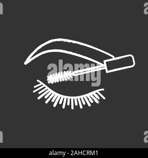 Wimpern Wimperntusche chalk Symbol. Wimpern und Augenbrauen färben. Wimpern und Augenbrauen Make-up-Produkt. Isolierte vektor Tafel Abbildung Stock Vektor