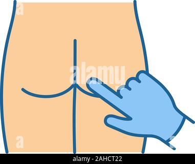 Digitale rektale Untersuchung Farbe Symbol. Prostatakrebs Diagnose. Prostata-untersuchung. Urologe Termin. Kontrolle der Unterseite mit dem Finger. Isolierte Vektor i Stock Vektor
