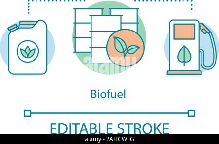 Biokraftstoff Konzept Symbol. Alternative Energiequelle Idee dünne Linie Abbildung. Erneuerbare Energie aus Biomasse. Eco Fuel, Biogas. Vektor isoliert Umrisse drawi Stock Vektor