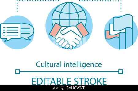 Kulturelle Intelligenz Konzept Symbol. HR Soft Skill Idee dünne Linie Abbildung. Der globale Handel. Das internationale Geschäft. Diplomatie. CQ. Vektor isoliert ou Stock Vektor
