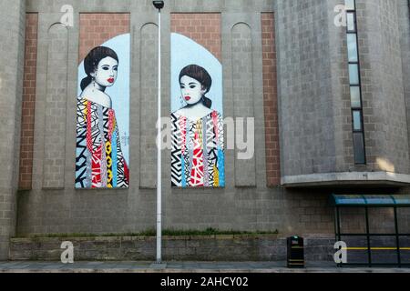 Nuart Art Festival Aberdeen Wandbild in der St. Andrew Street von Künstler Hush, Schottland, Großbritannien Stockfoto