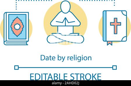 Datum von der Religion Konzept Symbol. Finde Idee Liebe dünne Linie Abbildung. Religiöse, Kulturelle matchmaking. Buddhismus, jüdischen, christlichen online dating. Vect Stock Vektor