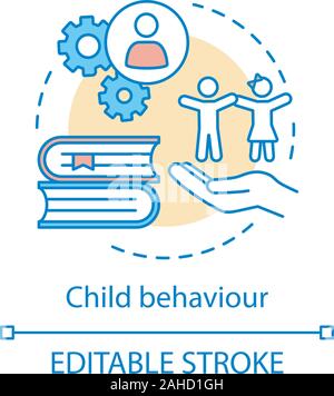 Kinder verhalten Management Konzept Symbol. Bildung, Erziehung, anheben, bis die Kinder Idee dünne Linie Abbildung. Kleinkinder Handbuch, Benutzerhandbuch. Vecto Stock Vektor