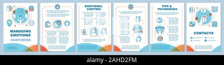 Verwalten von Emotionen Broschüre Vorlage, Layout. Der Umgang mit Wut. Psychische Gesundheit. Flyer, Prospekt Print Design, Illustrationen. Vektor Seitenlayouts für mag Stock Vektor