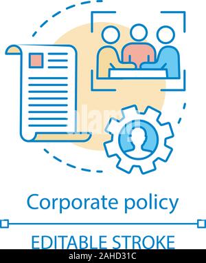 Unternehmenspolitik Konzept Symbol. Kernwerte Idee dünne Linie Abbildung. Teamarbeit. Tagung, Konferenz. Der Verwaltungsrat. Corporate Governance. Vecto Stock Vektor