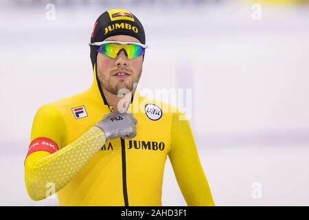 Heerenveen, Niederlande. 28 Dez, 2019. HEERENVEEN Thialf Eisstadion, 28-12-2019, Saison 2019/2020, niederländischen Single Entfernungen Meisterschaften. 1500 m Männer Patrick Roest während des Spiels NK Single Entfernungen vom 28. Dezember Credit: Pro Schüsse/Alamy leben Nachrichten Stockfoto