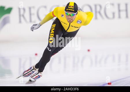 Heerenveen, Niederlande. 28 Dez, 2019. HEERENVEEN Thialf Eisstadion, 28-12-2019, Saison 2019/2020, niederländischen Single Entfernungen Meisterschaften. 1500 m Männer Patrick Roest während des Spiels NK Single Entfernungen vom 28. Dezember Credit: Pro Schüsse/Alamy leben Nachrichten Stockfoto