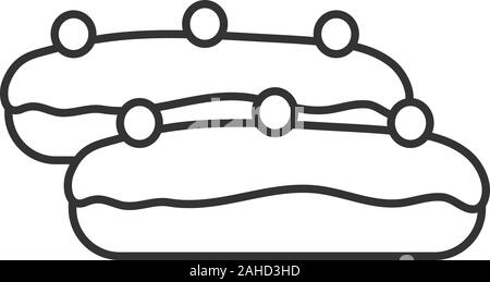 Eclair Kuchen lineare Symbol. Dünne Linie Abbildung. Kontur Symbol. Vektor isoliert Maßbild Stock Vektor