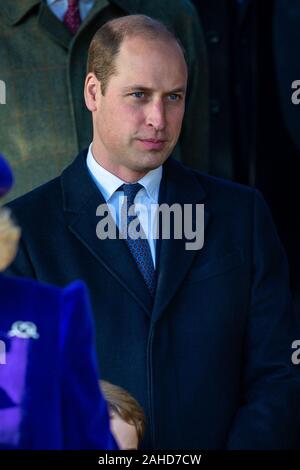 Bild vom 25. Dezember zeigt Prinz William in der St. Maria Magdalena Kirche in Sandringham, Norfolk. Stockfoto