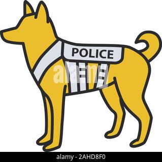 K9 Polizei hund Farbe Symbol. Deutscher Schäferhund. Militärische Hunderasse. Isolierte Vector Illustration Stock Vektor