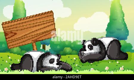 Szene mit zwei pandas in den Park Abbildung Stock Vektor