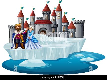 Der König und die Königin auf der Burg Abbildung Stock Vektor