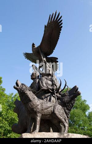 National Aboriginal Veteranen Denkmal an den Confederation Park in Ottawa, Kanada. Das Denkmal steht zu Ehren von Service-personal von Kanada's gezeichnet Stockfoto