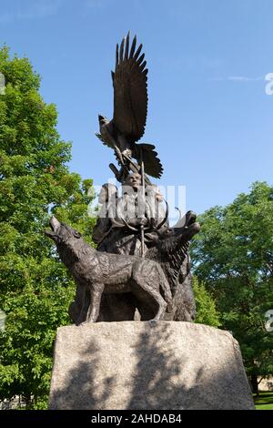 National Aboriginal Veteranen Denkmal an den Confederation Park in Ottawa, Kanada. Das Denkmal steht zu Ehren von Service-personal von Kanada's gezeichnet Stockfoto