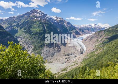 Alaskian Berg Szene mit Lachs Gletscher und die Lagune Stockfoto