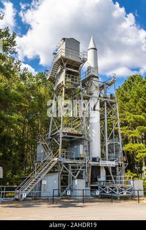 Historische Redstone Test Site für Raketentriebwerke am Marshall Space Flight Center in Huntsville, Alabama. Stockfoto