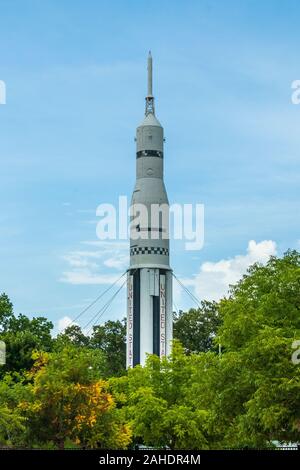 Ich Saturn Rakete bei uns Raum und Rakete Zentrum und Museum in Huntsville, Alabama, der Heimat des Marshall Space Flight Center und Redstone Arsenal. Stockfoto