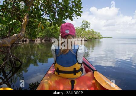 Kanu und Kajak fahren, am Rande des Wassers Stockfoto