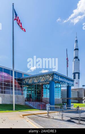 Saturn V Rakete Replik in US-Space und Rocket Center Museum am Marshall Space Flight Center in Huntsville, Alabama. Stockfoto