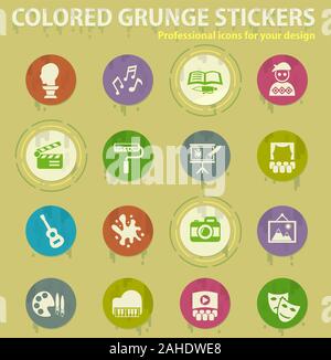 Kunst farbige grunge Icons Stock Vektor