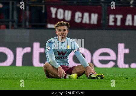 Watford, UK. 28 Dez, 2019. Jack Grealish von Aston Villa In der Premier League Match zwischen Watford und Aston Villa an der Vicarage Road, Watford, England am 28. Dezember 2019. Foto von Andy Rowland/PRiME Media Bilder. Credit: PRiME Media Images/Alamy leben Nachrichten Stockfoto