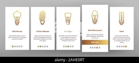 Glühlampe Onboarding Icons Set Vector Stock Vektor