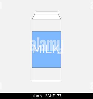Flasche mit blauem Verschluss und der Aufschrift Milch. Stock Vektor