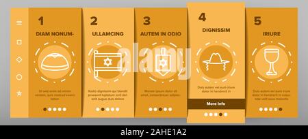 Jüdische Israel Religion Onboarding Icons Set Vector Stock Vektor