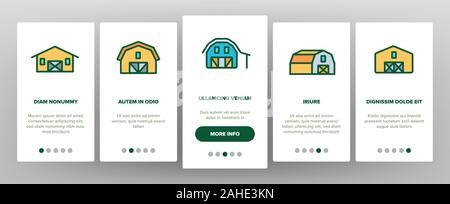 Bauernhaus Onboarding Icons Set Vector Stock Vektor