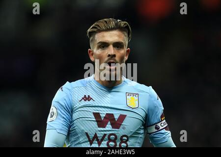 WATFORD, England - 28 Dezember Aston Villa Jack Grealish während der Premier League Match zwischen Watford und Aston Villa an der Vicarage Road, Watford am Samstag, den 28. Dezember 2019. (Credit: Leila Coker | MI Nachrichten) das Fotografieren dürfen nur für Zeitung und/oder Zeitschrift redaktionelle Zwecke verwendet werden, eine Lizenz für die gewerbliche Nutzung Kreditkarte erforderlich: MI Nachrichten & Sport/Alamy leben Nachrichten Stockfoto