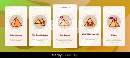 Pyramide Attraktion Onboarding Icons Set Vector Stock Vektor