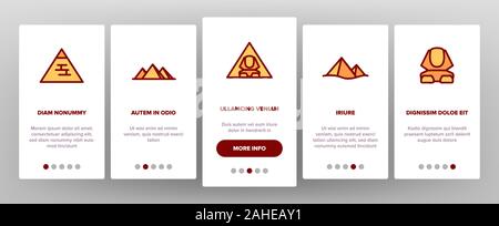 Pyramide Attraktion Onboarding Icons Set Vector Stock Vektor