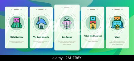 Nussknacker Onboarding Icons Set Vector Stock Vektor