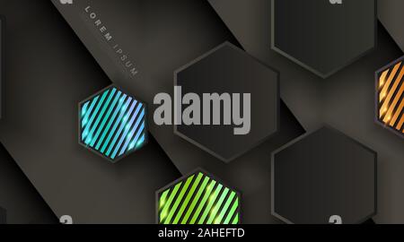 Abstract vector Hintergrund. grau Sechseck mit Schatten und Licht. Vector Illustration für Wallpaper, Banner, Hintergründe, Karte, Landing Page, etc. Stock Vektor