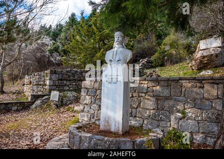 Die Statue von Theodoros Kolokotronis an Libovisi, Arcadia. Die griechische und die herausragende Führer der griechischen Unabhängigkeitskrieg 1821 Stockfoto