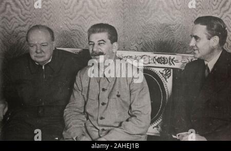 Vierten Moskauer Konferenz: die Prozentsätze Vereinbarung Gipfel. Winston Churchill, Joseph Stalin, Anthony Eden. Moskau, 1944 Stockfoto