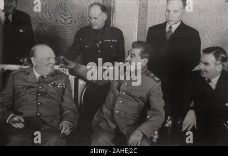 Vierten Moskauer Konferenz: die Prozentsätze Vereinbarung Gipfel. Winston Churchill, Joseph Stalin, Anthony Eden. Moskau, 1944 Stockfoto