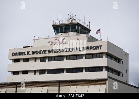 Honolulu, Hawaii, USA. 20 Dez, 2019. Aloha Zeichen auf Terminal 2, Daniel K. Inouye International Airport (HNL), Honolulu, Hawaii. Credit: bayne Stanley/ZUMA Draht/Alamy leben Nachrichten Stockfoto