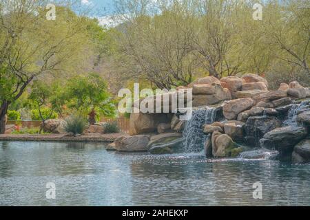 Wasser fallen an der Hymne in der Sonora Wüste, Maricopa County, Arizona, USA Stockfoto