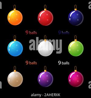 Vector Set aus 9 bunten Bällen isoliert Stock Vektor