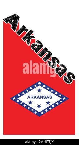 Text in Schwarz und Weiß zu verkünden Arkansas mit einem Schatten Hintergrund und State Flag Stock Vektor