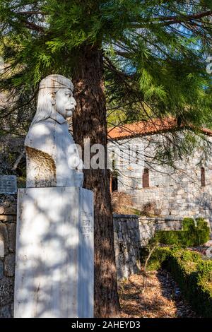 Die Statue von Theodoros Kolokotronis an Libovisi, Arcadia. Die griechische und die herausragende Führer der griechischen Unabhängigkeitskrieg 1821 Stockfoto