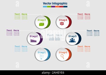 Infografik workflow Präsentation - Strategie, Business Startup-, Workflow- oder Teamarbeit illustrieren. Stock Vektor