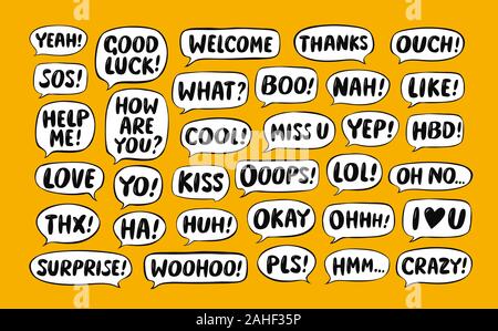 Satz von comic Sprechblasen. Chat, Kommunikation Konzept. Vector Illustration Stock Vektor