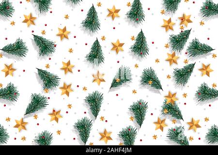 Weihnachtsbaum und Star nahtlose Muster. Illustration, Weihnachten nahtlose Muster. Stockfoto