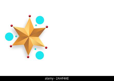 Frohe Weihnachten Hintergrund verziert mit goldenen Sternen. Stockfoto