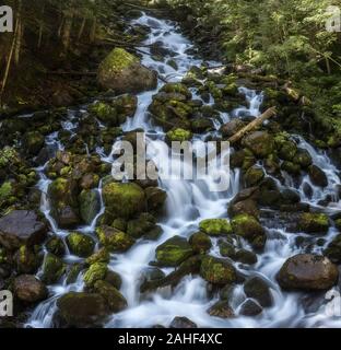 Uelhs deth Joeu Wasserfall bei Artiga de Lin in den katalanischen Pyrenäen Stockfoto